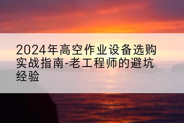 田阳高空作业升降机厂家推荐-2024年高空作业设备选购实战指南-老工程师的避坑经验